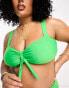 Фото #2 товара Brave Soul Plus tie front bikini top in green