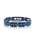ფოტო #1 პროდუქტის Stainless Steel Blue & Black Link CZ Bracelet