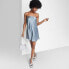 Фото #1 товара Women's Satin Tube Dress - Wild Fable Slate Blue XXS