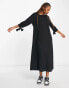 Фото #1 товара Monki tie sleeve smock midi dress in black