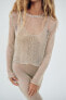 METALLIC THREAD MESH JERSEY TOP