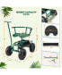 Rolling Garden Cart with Height Adjustable Swivel Seat and Storage Basket