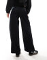 Monki low waist satin tailored trousers in navy blue