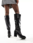 Public Desire Wide Fit Nashville knee boot with hardware in black