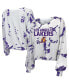 Фото #2 товара Women's Threads White Los Angeles Lakers Aquarius Tie-Dye Cropped V-Neck Long Sleeve T-shirt
