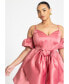 Plus Size Dramatic Bow Mini Dress - 14, Rose Wine
