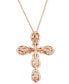 ფოტო #3 პროდუქტის Neopolitan Opal (5/8 ct. t.w.) & Diamond (1/4 ct. t.w.) Cross 18" Pendant Necklace in 14k Rose Gold