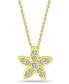 Cubic Zirconia Star Flower Pendant Necklace in 18k Gold-Plated Sterling Silver, 16" + 2", Created for Macy's