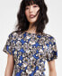 ფოტო #3 პროდუქტის Women's Pull-On Floral Short-Sleeve Top