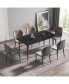 Фото #2 товара 63" Modern Artificial Stone Black Curved Metal Leg Dining Table -6 People