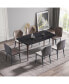 63" Modern Artificial Stone Black Curved Metal Leg Dining Table -6 People