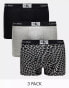 Фото #2 товара Calvin Klein CK 96 3-pack trunks in printed black, black and grey