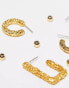 Фото #2 товара Topshop Esme pack of 2 textured earrings in 14k gold plated