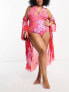 Фото #3 товара Vero Moda Curve halterneck swimsuit in pink snake print