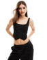 Фото #1 товара Pull&Bear waistcoat corset style top in black