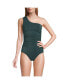 ფოტო #1 პროდუქტის Women's Chlorine Resistant Shine Shirred One Shoulder High Leg One Piece Swimsuit