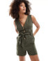 New Look button down playsuit in khaki