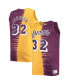 Фото #2 товара Men's Magic Johnson Purple and Gold Los Angeles Lakers Profile Tie-Dye Player Tank Top