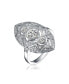 Sterling Silver Clear Round Cubic Zirconia Filigree Ring