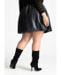 Plus Size Faux Leather Bubble Hem Skirt