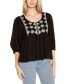 Black Label Embroidered Boho Fit-and-Flare Top