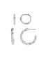 Duo Crystal and High Polished Earring Hoop, Set of 2