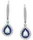 ფოტო #3 პროდუქტის Blue Topaz (1/3 ct. t.w.), Cubic Zirconia, & Enamel Pear Dangle Hoop Earrings in Sterling Silver, Created for Macy's