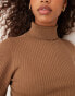 JDY roll neck jumper in light brown