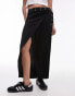 Topshop eyelet wrap low rise midi skirt in black 36 - фото #10