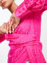 Фото #3 товара Topshop jacquard wrap front top in bright pink