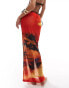 Фото #4 товара Murci mesh beach maxi skirt co-ord in red lava print