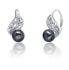 Luxury silver earrings with real black pearl JL0674