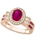 ფოტო #1 პროდუქტის Sapphire (1-1/2 ct. t.w.) & Diamond (3/8 ct. t.w.) Ring in 14k White Gold (Also Available in Ruby & Emerald)