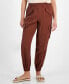 Petite Satin High-Rise Belted Cargo Pants, Created for Macy's