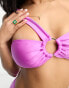 Фото #2 товара New Look one shoulder ring bandeau bikini top in bright purple