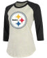 Фото #3 товара Women's Cream, Black Pittsburgh Steelers Player Raglan Name Number 3/4 Sleeve T-shirt