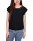 Petite Size Short Flutter Sleeve Top with Studded Neckline