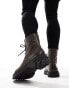 Tommy Jeans casual lace up boots in dark brown