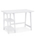 Contemporary Wood Writing Desk with Storage, White