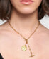 Gold Adjustable Paperclip with Crystal Initial Medallion Lariat Necklace