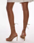 Topshop Wide Fit Gomez high heeled sandals with ankle tie in taupe Серо-коричневый, 36 - фото #1