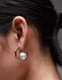 Фото #2 товара Topshop Enya pearl encased hoop earrings in gold tone