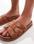 Фото #3 товара Truffle Collection triple strap footbed sandals in tan