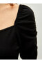 Kalp Yaka Düz Uzun Kollu Krep Kadın Elbise