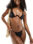 Фото #1 товара Miss Selfridge thin strap high leg bikini bottom in black