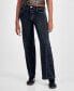 ფოტო #1 პროდუქტის Juniors' Mid-Rise Wide-Leg Cargo Jeans