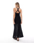 ASOS DESIGN crochet cross back maxi dress with d-ring in black