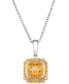 Фото #4 товара Le Vian sunny Yellow Diamond (7/8 ct. t.w.) & Vanilla Diamond (1/20 ct. t.w.) Halo Quad Cluster 18" Pendant Necklace in Platinum & 18k Gold