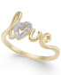 ფოტო #1 პროდუქტის Diamond Love Ring (1/10 ct. t.w.) in 14k Gold-Plated Sterling Silver