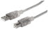 Фото #1 товара IC Intracom USB-A to USB-B Cable - 3m - Male to Male - Translucent Silver - 480 Mbps (USB 2.0) - Equivalent to Startech USB2AA2M (except colour) - Hi-Speed USB - Lifetime Warranty - Polybag - 3 m - USB A - USB B - USB 2.0 - Male/Male - Silver